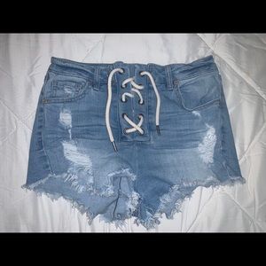 High waisted jean shorts
